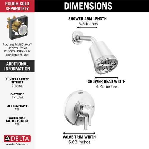 Main product image of Galeon 17 Series Shower Trim with Cylinder SH, 1.75 GPM (Lumicoat Chrome), T17271-PR