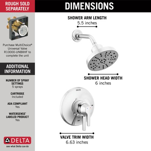 Main product image of Galeon 17 Series Shower Trim with H2OKinetic, 1.75 GPM (Lumicoat Chrome), T17272-PR