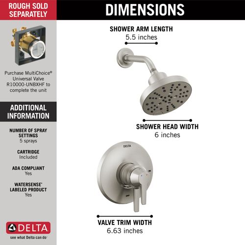 Main product image of Galeon 17 Series Shower Trim w/ H2OKinetic (Lumicoat Stainless), T17272-SS-PR