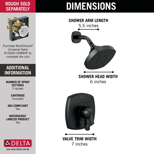 Main product image of Stryke 17 Series Shower Only (Matte Black), T17276-BL