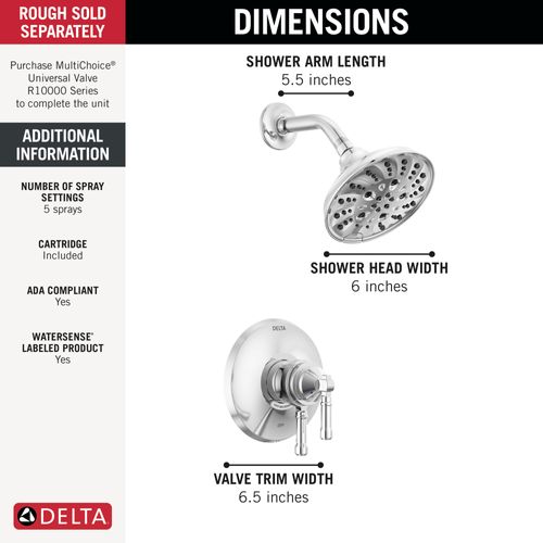 Main product image of Broderick 17 Series Shower Trim, 1.75 GPM (Lumicoat Chrome), T17284-PR