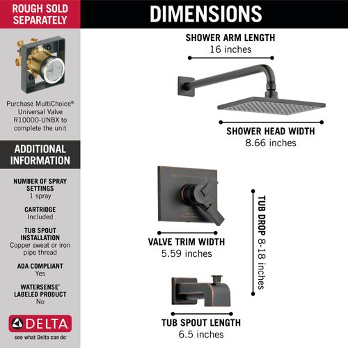 Main product image of Vero Monitor 17 Series Tub & Shower Trim (Venetian Bronze), T17453-RB
