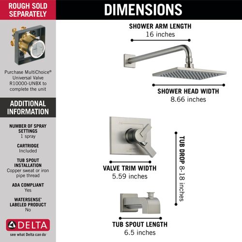 Main product image of Vero Monitor 17 Series Tub & Shower Trim (Stainless), T17453-SS