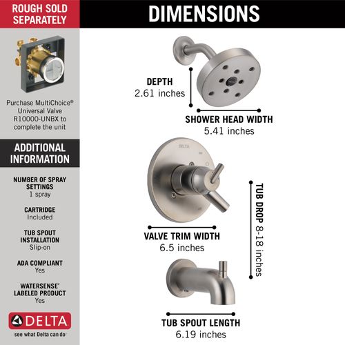 Main product image of Trinsic Monitor 17 Series H2OKinetic Tub & Shower Trim (Stainless), T17459-SS