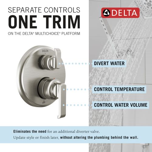 Main product image of Tetra 14 Series Integrated Diverter Trim with 3-Setting (Lumicoat Stainless), T24889-SS-PR