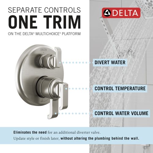 Main product image of Tetra 17 Series Integrated Diverter Trim with 3-Setting (Lumicoat Stainless), T27889-SS-PR