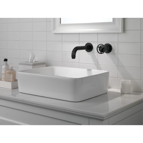 Main product image of Trinsic Single Handle Wall Mount Bathroom Faucet Trim, 1.2 GPM (Matte Black), T3558LF-BLWL