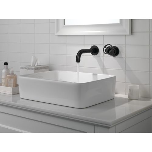 Main product image of Trinsic Single Handle Wall Mount Bathroom Faucet Trim, 1.2 GPM (Matte Black), T3558LF-BLWL