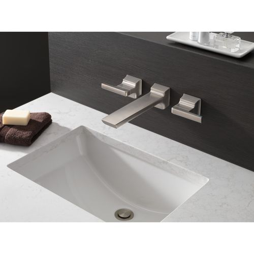 Main product image of Pivotal Two Handle Wall Mount Bathroom Faucet Trim, 1.20 GPM (Lumicoat Stainless), T3599LF-SS-PR-WL