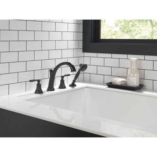 Main product image of Woodhurst Roman Tub with Hand Shower Trim (Matte Black), T4732-BL