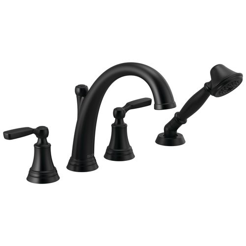 Main product image of Woodhurst Roman Tub with Hand Shower Trim (Matte Black), T4732-BL