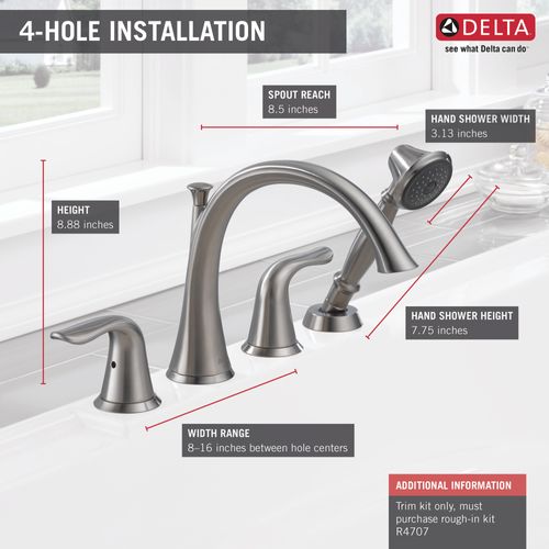 Main product image of Lahara Roman Tub w/ Handshower Trim (Stainless), T4738-SS