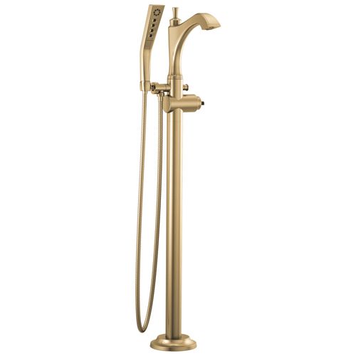Main product image of Dorval Single Handle Floor Mount Tub Filler Trim, Less Handle (Champagne Bronze), T4756-CZLHP-FL