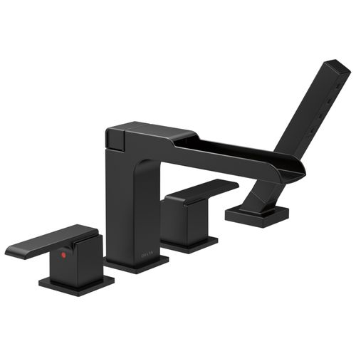 Main product image of Ara Roman Tub Trim w/ Channel Spout and Hand Shower (Matte Black), T4768-BL
