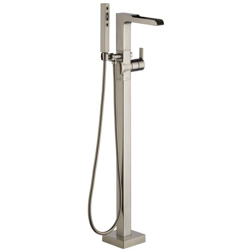 Main product image of Ara Single Handle Floor Mount Channel Spout Tub Filler Trim w/ Hand Shower (Stainless), T4768-SSFL