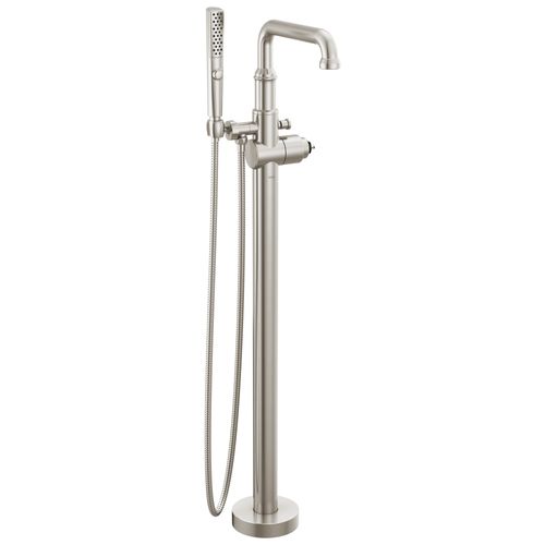 Main product image of Broderick Floor Mount Tub Filler Trim- Less Handle, 1.75 GPM (Lumicoat Stainless), T4784-SS-PR-LHP-FL
