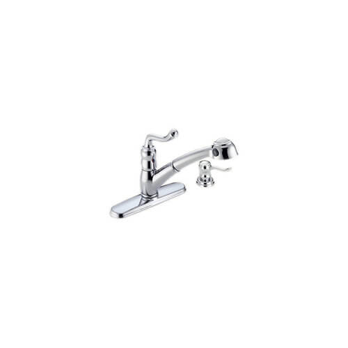 473-SD - Delta 473-SD - Single Handle Pull-Out Kitchen Faucet with Soap ...