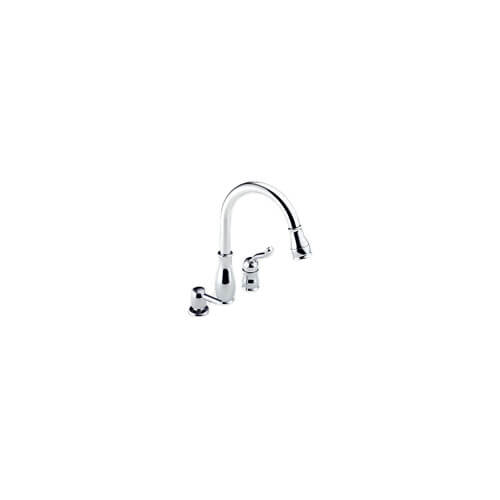 Main product image of Single Handle Pull-Down Kitchen Faucet with Soap Dispenser (Chrome), 978-SD-DST