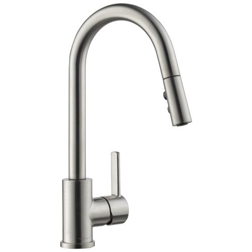 Main product image of Precept Single Handle Pull Down Kitchen Faucet, 1 or 3-Hole 8" Installation w/ 2 Function Pull Down Sprayer (Stainless Steel), P7946LF-SS