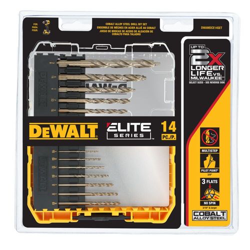 Main product image of Elite Series Cobalt Pilot Point Drill Bit Set (14 pc), DWAMDCE14SET