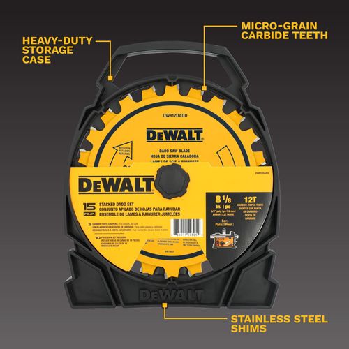 Main product image of 15-Piece 8-1/2" 12T Dado Blade Set, DW812DADO