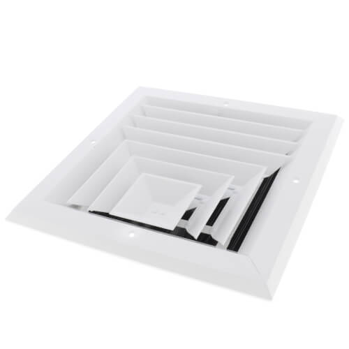 8" x 8" (Wall Opening Size) 3-Way Aluminum Square Ceiling Diffuser (White)