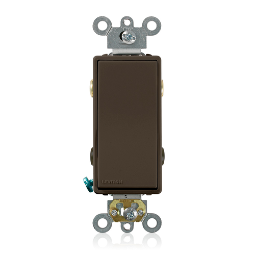 Main product image of 20A, 120/277V Decora Plus Rocker 4-Way AC Quiet Switch, Commercial Spec Grade, Self Grounding, Back & Side Wired, (Brown)