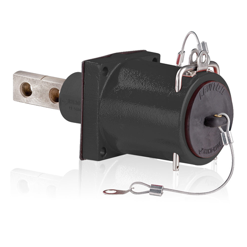 Main product image of Rhino-Hide Single Pole Male Receptacle Double Hole Bus Bar, 313MCM-777MCM Cable, 1000V 1135A Max (Black)