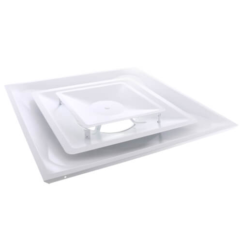 T-Bar 2-Cone Fixed Pattern 4-Way Diffuser w/ 8" Collar (White)