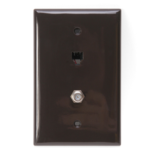 Main product image of Midsize Telephone/video Wall Jack, 6p4c X F (Brown)