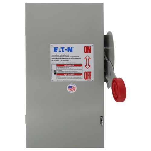 Main product image of Heavy Duty Single-Throw Fused Safety Switch, 3-Pole, Fusible with Neutral, NEMA 1 (60A, 240V)