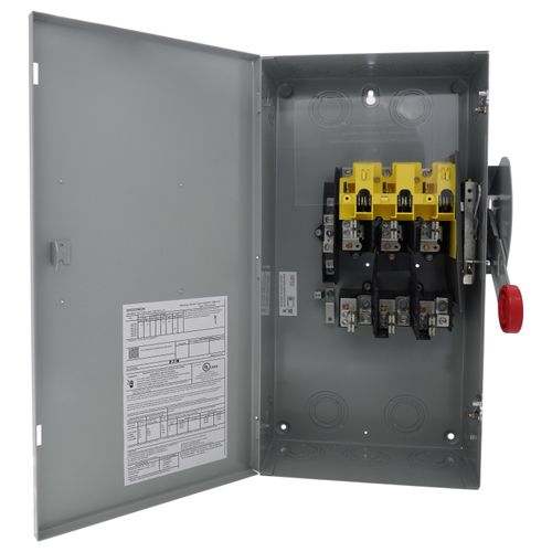 Main product image of Heavy Duty Single-Throw Fused Safety Switch, 3-Pole, Fusible with Neutral, NEMA 1 (100A, 240V)