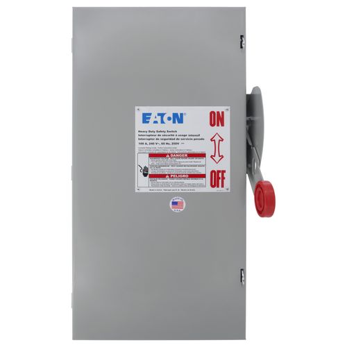 Main product image of Heavy Duty Single-Throw Fused Safety Switch, 3-Pole, Fusible with Neutral, NEMA 1 (100A, 240V)