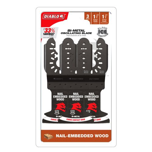 Main product image of 1-3/4" Demo Demon Bi-Metal Oscillating Blade for Nail-Embedded Wood (3-Pack)