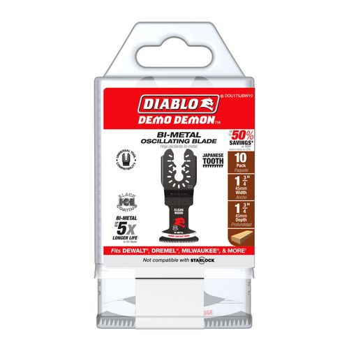 Main product image of 1-3/4" Demo Demon Bi-Metal Oscillating Blade for Clean Wood (10-Pack)