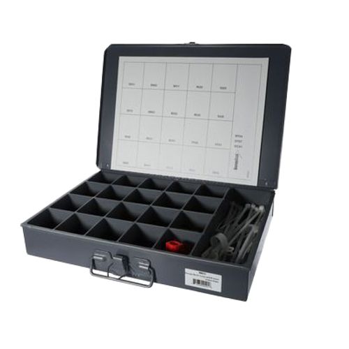 Main product image of 21 Compartment Metal Box w/ 230 Items incl. Terminals, Nylon Ties & Clamps