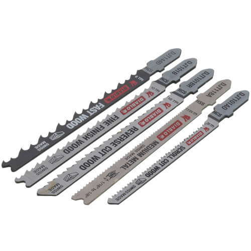 Main product image of High Carbon Steel/High Speed Steel T-Shank Jig Saw Blade Set for Wood & Metal (Pack of 5)