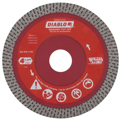 4-1/2" Diamond Continuous Rim Cut-Off Discs for Masonry