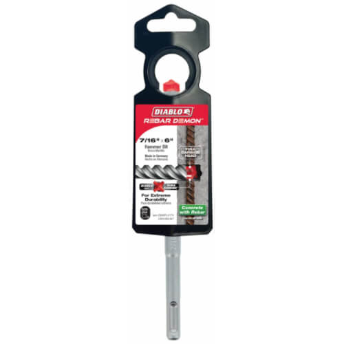 Main product image of 7/16" x 4" x 6" Rebar Demon SDS-Plus 4-Cutter Full Carbide Head Hammer Drill Bit