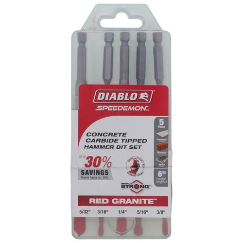 Main product image of 5-Piece SPEEDemon Red Granite Carbide-Tipped Hammer Drill Bit Set