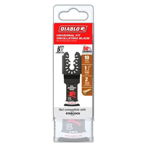 Main product image of 1-1/4" Demo Demon Universal Fit Bi-Metal Oscillating Blade for Nail-Embedded Wood (10-Pack)