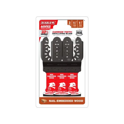 Main product image of 1-1/4" AMPED Demo Demon Carbide Teeth Oscillating Blade for Nail-Embedded Wood (3-Pack)