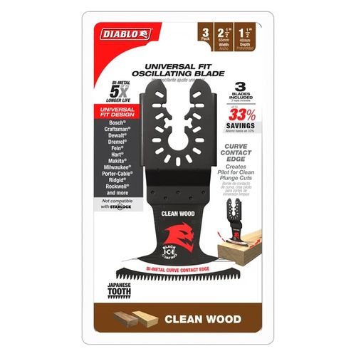 Main product image of 2-1/2" Demo Demon Universal Fit Bi-Metal Oscillating Blade for Clean Wood (3-Pack)