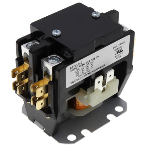 2 Pole 30 Amp 24VAC Definite Purpose Contactor with Lugs Pro Parts PPCON2P30A24V 2 Pole 30 Amp 24VAC Definite Purpose Contactor with Lugs Pro Parts PPCON2P30A24V