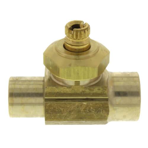 Main product image of 1/2" Female Sweat x 1/2" Male Sweat Integral Shut-Off Straight Stop w/ Screwdriver Slot, Lead Free (Rough Brass)