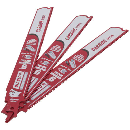 Main product image of 9" Steel Demon Carbide-Tipped Reciprocating Blades for Medium Metal Cutting (3 PK)