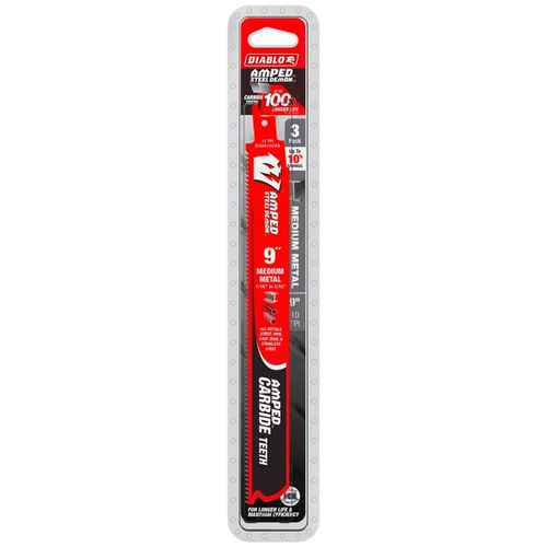 Main product image of 9" 10 TPI AMPED Steel Demon Carbide Teeth Reciprocating Saw Blade for Medium Metal (3-Pack)