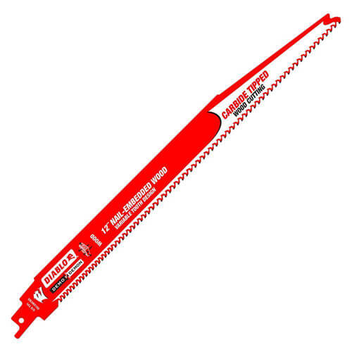 Main product image of 12" Demo Demon Carbide-Tipped Reciprocating Blade for Nail-Embedded Wood (3 PK)