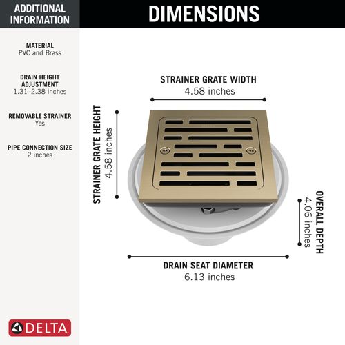 Main product image of 4" Tile-in Square Shower Drain (Champagne Bronze), DT062412-CZ
