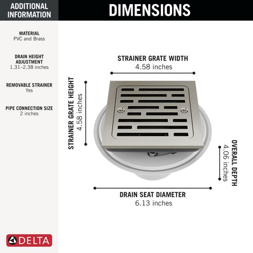 Main product image of 4" Tile-in Square Shower Drain (Stainless), DT062412-SS